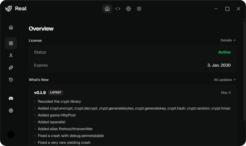 Overview screen